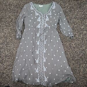 Elegant Gray Embroidered Dress